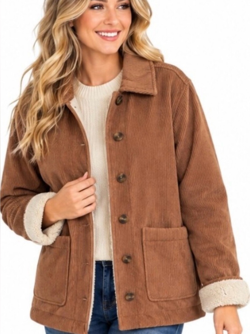 Boston Traders Women’s Teddy Corduroy Jacket - Tan